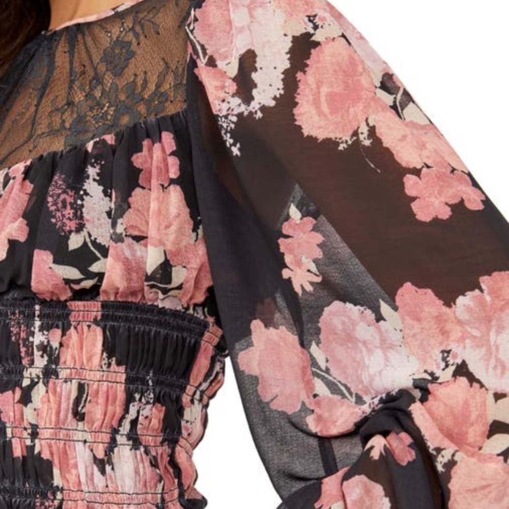 NWT- Free People Pink and black Colorful flowers add a touch of everyday romance - Picture 4 of 10